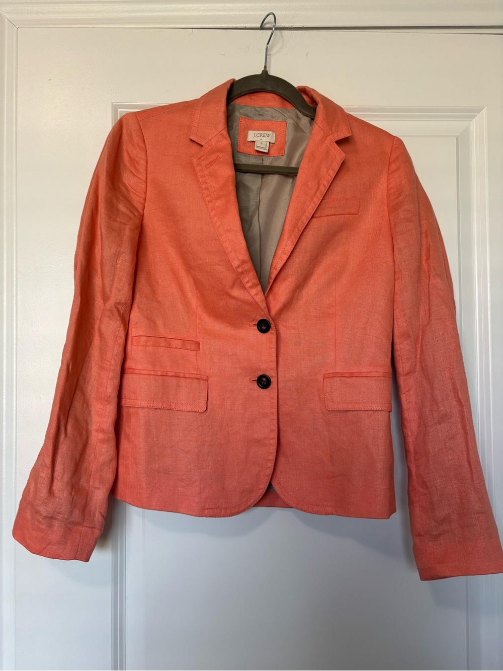 J. Crew Schoolboy Blazer 100% Linen in Melon / Coral Style #37358 Size 2